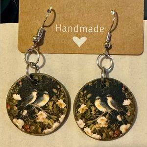 Handmade Bird Design Earrings - Black and Gold